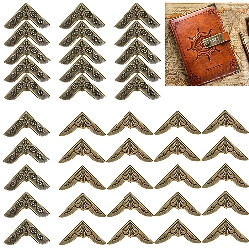 Plstod 40pcs Buch Eckenschützer Vintage Fotoalben Kantenschutz Metall Bücher Zubehör Album Ecken Dekorationen Bronze Buchecke Schutzecke Für Scrapbook Bücher Sammelalben Menüs Corner Protecting von Plstod