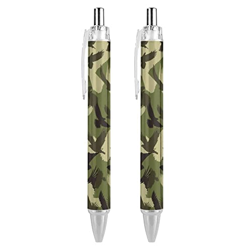 Camouflage-Kugelschreiber, einziehbar, niedlich, 0,5 mm, feine Spitze, flexibel, runder Schaft, für Damen und Herren von Plumon