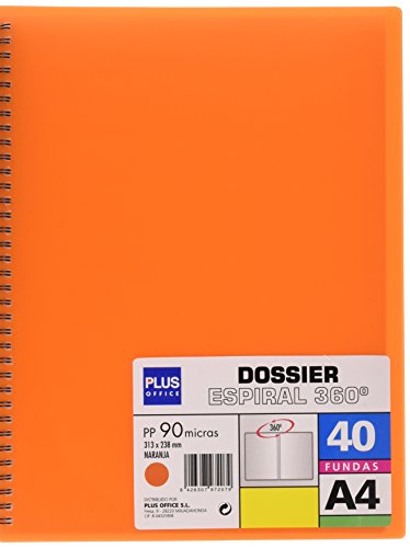 Plus Office 13461-40-OR - Mappe mit 40 Hüllen und Spiralbindung, A4, orange. von Plus Office