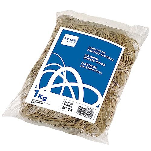 Plus Office - Elastische Gummibänder, 1 kg Beutel, Gummibänder, perfekt für Büro, Aktenordner, Zuhause und Schule, Naturkautschuk - 200 mm von Plus Office