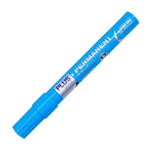 Plus Office Permanent-Marker mit konischer Spitze von 1,3 mm, permanenter Marker, wasser- und lichtbeständig, permanent zum Beschriften, Markieren und Zeichnen (Himmelblau) von Plus Office