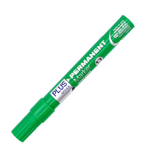 Plus Office Permanent-Marker mit konischer Spitze von 1,3 mm, permanenter Marker, wasser- und lichtbeständig, permanent zum Beschriften, Markieren und Zeichnen (grün) von Plus Office