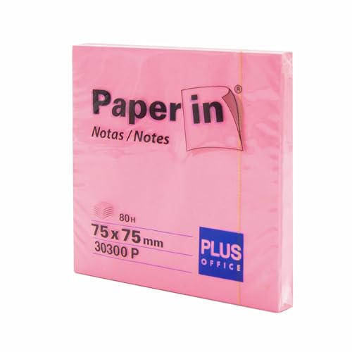 Plus Office Selbstklebende Neonnotizen, Haftnotizen für Büro, Schule, Universität, für schnelle Notizen und Erinnerungen, Block mit 80 Blatt (Rosa, 1 Stück) von Plus Office