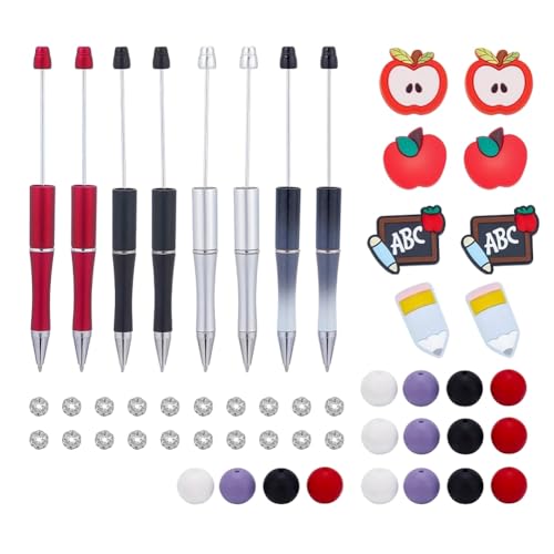 Pluuttiem 8er-Set Perlenstift, Silikon-Abstandsperlen-Set, DIY-Perlenstift für Frauen, Kinder, Geschenke Fürs Büro, DIY-Schulanfangs-Schreibwaren-Set von Pluuttiem