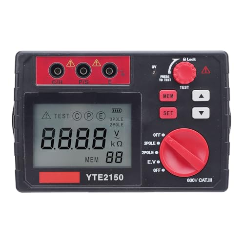 Digitales Megaohm-Messgerät, Isolationswiderstandstester, mit LCD-Segment-LCD-Anzeige, 100-Gruppen-Datenspeicherung, Zum Messen von Gleichstrom-Wechselspannung, Kleiner von Plyisty