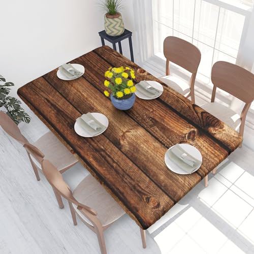 Pmnnerefaq Quadratische Holz-Tischdecke, wasserdicht, abwischbar, Polyester-Tischdecke für Küche, Esstisch, 76 x 122 cm, Braun von Pmnnerefaq