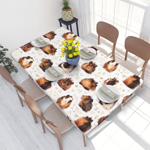 Pmnnerefaq Quadratische Meerschweinchen-Tischdecke, wasserdicht, abwischbar, Polyester-Tischdecke für Küchen- und Esstisch, 76 x 122 cm von Pmnnerefaq