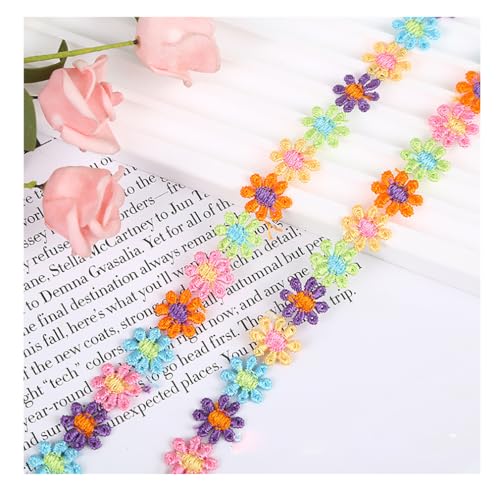 10 Yard x 25mm Blumen Spitzenborte Stickerei Spitzenband mit Blütenform Dekoband Zierband Trim Borten Bänder Spitzenbordüre Hochzeit Nähen Tischdeko Geschenkband Blumenband Blumenbandbesatz Blume 1# von Pmnzdy