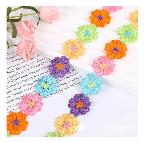 10 Yard x 25mm Blumen Spitzenborte Stickerei Spitzenband mit Blütenform Dekoband Zierband Trim Borten Bänder Spitzenbordüre Hochzeit Nähen Tischdeko Geschenkband Blumenband BlumenbandbesatzBlumen 3# von Pmnzdy