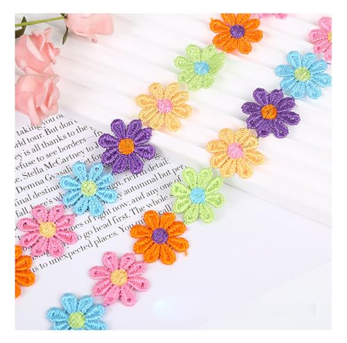 10 Yard x 25mm Blumen Spitzenborte Stickerei Spitzenband mit Blütenform Dekoband Zierband Trim Borten Bänder Spitzenbordüre Hochzeit Nähen Tischdeko Geschenkband Blumenband BlumenbandbesatzBlumen 2# von Pmnzdy