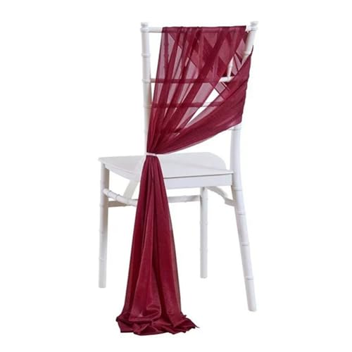 20*275cm Tüllstoff Stuhldekoration Tüll Stuhlschleifen Hochzeit Stuhl Hochzeitsstuhl Dekoration Tüll Stuhlschärpen Schleifen Chiffon Dekostoffe für Hochzeit Party Weihnachten Burgunderrot 30 Stück von Pmnzdy