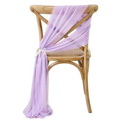 20*275cm Tüllstoff Stuhldekoration Tüll Stuhlschleifen Hochzeit Stuhl Hochzeitsstuhl Dekoration Tüll Stuhlschärpen Schleifen Chiffon Dekostoffe für Hochzeit Party Weihnachten Hellviolett 30 Stück von Pmnzdy