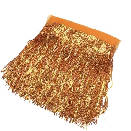 Fransenborte 20cm x 2Yard Quaste Trim Quastenbesatz Pailletten-Fransen Fransenbesatz Fransenband Quastenbesatz Nähzubehör Borte Tanzfransen für DIY Basteln Kleider Kostüme DekoOrange von Pmnzdy