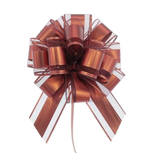 Große Schleife Geschenkschleife 15x20cm Geschenk Ziehschleifen Geschenk Schleife mit Geschenkbänder Dekoschleifen Pull Bow Auto Deko Bögen für Geschenken, Hochzeit, Party,Geburtstag Braun 50 Stück von Pmnzdy