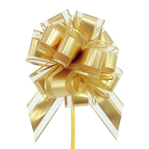 Große Schleife Geschenkschleife 15x20cm Geschenk Ziehschleifen Geschenk Schleife mit Geschenkbänder Dekoschleifen Pull Bow Auto Deko Bögen für Geschenken, Hochzeit, Party,Geburtstag Gold 10 Stück von Pmnzdy