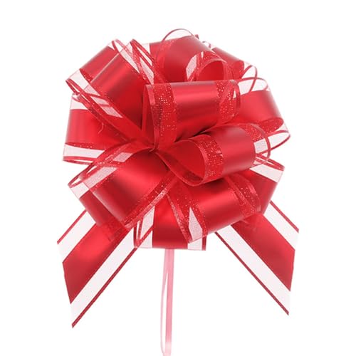 Große Schleife Geschenkschleife 15x20cm Geschenk Ziehschleifen Geschenk Schleife mit Geschenkbänder Dekoschleifen Pull Bow Auto Deko Bögen für Geschenken, Hochzeit, Party,Geburtstag Rot 50 Stück von Pmnzdy