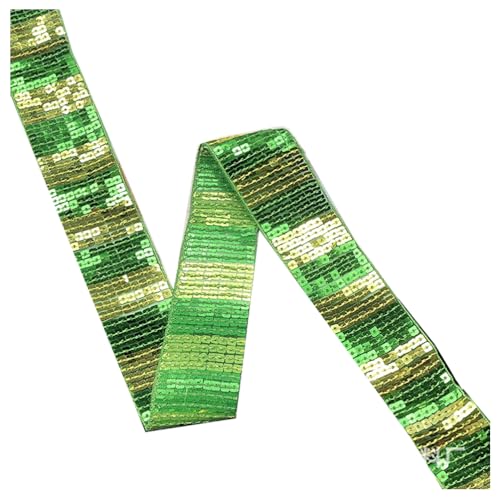 Paillettenbesatz 10 Yards x 4mm(9 Reihen) Paillettenband zum aufnähen Metallic Paillettenstoff Borten zum Nähen Glitzerband Dekoband Paillettenverzierung Bänder Stoffpailletten Bordüre DekorationGrün von Pmnzdy