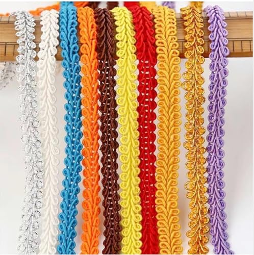 Pmnzdy 10 Yard × 8mm Geflochtene Borte Bunt Posamentenborte Polyester Trim Sewing Lace Ribbon Trim Gewebte Spitzenband Bordüre Stoffband zum Nähen Zopfborte Basteln Stoffborte Silber 10 Yard von Pmnzdy