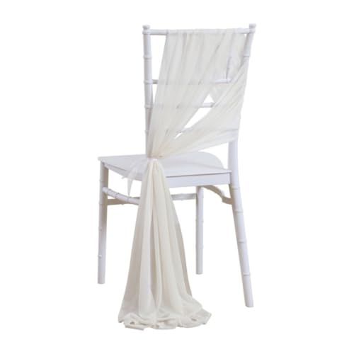 Pmnzdy 2 Stück Tüll Stuhlschleifen Schleifenband Chiffon Stoff Stuhllehne 20x 278cm Streamer Stuhl Band Stuhlhusse Stuhl Bögen Raffhalter Hochzeit Jahrestag Party Bankett Event Empfang Deko Elfenbein von Pmnzdy