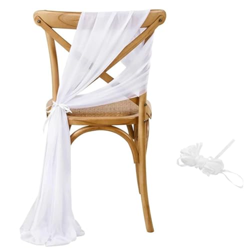 Pmnzdy 20 * 275cm Tüllstoff Stuhldekoration Tüll Stuhlschleifen Hochzeit Stuhl Hochzeitsstuhl Dekoration Tüll Stuhlschärpen Schleifen Chiffon Dekostoffe für Hochzeit Party Weihnachten Weiß 30 Stück von Pmnzdy