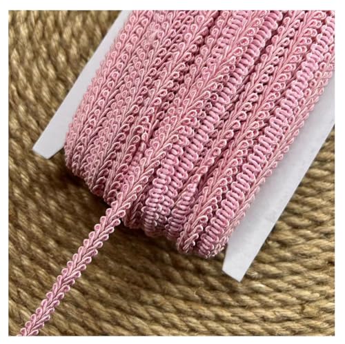 Pmnzdy 20 Yard × 8mm Geflochtene Borte Bunt Posamentenborte Polyester Trim Sewing Lace Ribbon Trim Gewebte Spitzenband Bordüre Stoffband zum Nähen Zopfborte Basteln Stoffborte Rosa 20 Yard von Pmnzdy