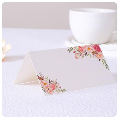 Pmnzdy 30 Stück Tischkarten Hochzeit mit Elegantes Doppelte Blumen Design Namenskarten Platzkarten Blanko 10 x 10 cm Klappkarte Tischdekoration für Hochzeit Geburtstag Bankett Taufe Party Festival von Pmnzdy