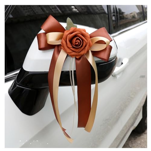 Pmnzdy 4 Stück Autoschleifen Seidenblume Simulation Blume Schleife Autoschmuck Auto Car Türgriffleiste Rückspiegel Hochzeit Stuhl Zurück für Kirche Hochzeitsauto Hochzeit Beerdigung Party Deko Orange von Pmnzdy