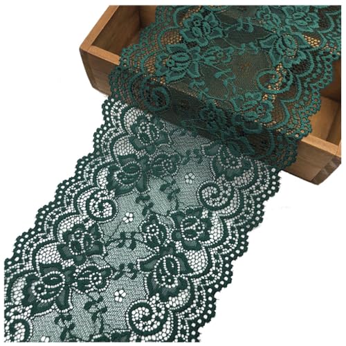 Pmnzdy 5 Yards Spitzenband Elastizität Spitzenbordüre Spitzenborte Zierband Spitzenstoff Dekoband Spitze Blumen Borte für Nähen DIY Handwerk Kleidung Dessous Hochzeitskleid 15cm Breite Grün von Pmnzdy