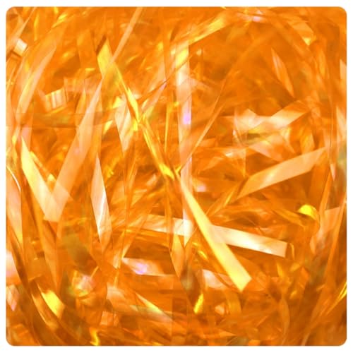 Pmnzdy 50g Glitzer Bastgras Geschreddertes Seidenglitzerpapier Raffia Glänzend Bast Dekoration Geschenkbox Füllpapier Füllmaterial für Pakete Geschenkbox Präsentkorb Geschenkkorb 3MM orange von Pmnzdy