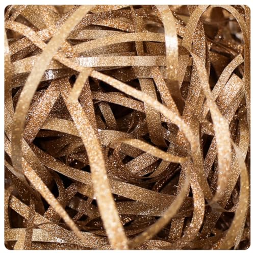 Pmnzdy 50g Glitzer Bastgras Geschreddertes Seidenglitzerpapier Raffia Glänzend Bast Dekoration Geschenkbox Füllpapier Füllmaterial für Pakete Geschenkbox Präsentkorb Geschenkkorb Champagner von Pmnzdy