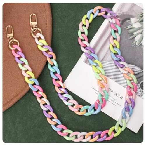 Pmnzdy Acryl Taschenkette Kunststoff Kettenringe Acryl ketteTaschengurt Bunte Handy-Kette Handy Lanyard Trageriemen Crossbody Handtaschenkette Mit Metallschnalle DIY Deko Ersatzkette Farbe 1# 120cm von Pmnzdy