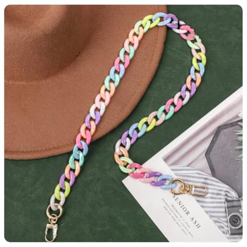 Pmnzdy Acryl Taschenkette Kunststoff Kettenringe Acryl ketteTaschengurt Bunte Handy-Kette Handy Lanyard Trageriemen Crossbody Handtaschenkette Mit Metallschnalle DIY Deko Ersatzkette Farbe 1# 60cm von Pmnzdy