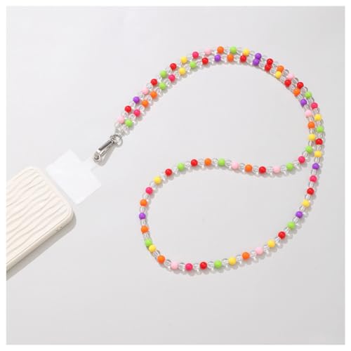 Pmnzdy Handy-Kette Bunte Acryl-Perlen Kette 120cm Universale Handy Hülle Anhänger Anti-Verlust Handy-Schlüsselband lang Handyband Abnehmbares Dekokette Handgelenkkette Trageriemen Kette von Pmnzdy