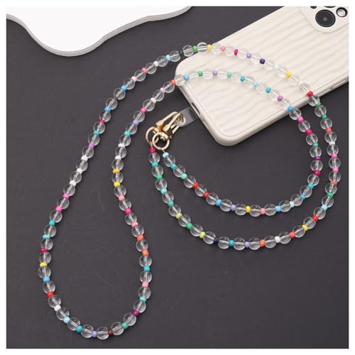 Pmnzdy Handy-Kette Bunte Acryl-Perlen Kette 120cm Universale Handy Hülle Anhänger Anti-Verlust Handy-Schlüsselband lang Handyband Abnehmbares Dekokette Handgelenkkette Trageriemen Kette von Pmnzdy