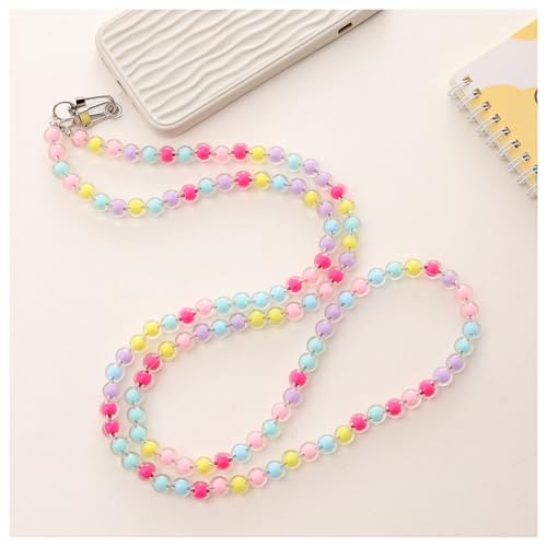 Pmnzdy Handy-Kette Bunte Acryl-Perlen Kette 120cm Universale Handy Hülle Anhänger Anti-Verlust Handy-Schlüsselband lang Handyband Abnehmbares Dekokette Handgelenkkette Trageriemen Kette von Pmnzdy