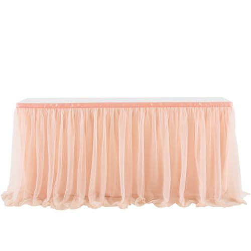 Pmnzdy Tüll Tischrock Tütü Tischröcke Tutu Tischdecke Tischdeko Schreibtisch Gaze Tüll Tisch Rock Tischdekoration für Hochzeit, Geburtstag, Valentinstag, Weihnachten, Party, Bar Roségold 183×77cm von Pmnzdy