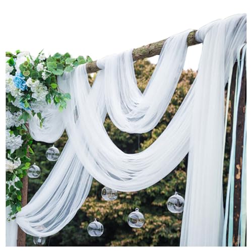 Pmnzdy Weiß Tüllstoff 160×500cm Breite Organza Stoff Tüll Dekostoff Dekoband Transparent Stuhl deko Tischläufer Tüllnetz Tüllband Mesh Deko Stoffe für Hochzeit Party Geschenke Basteln Dekoration von Pmnzdy