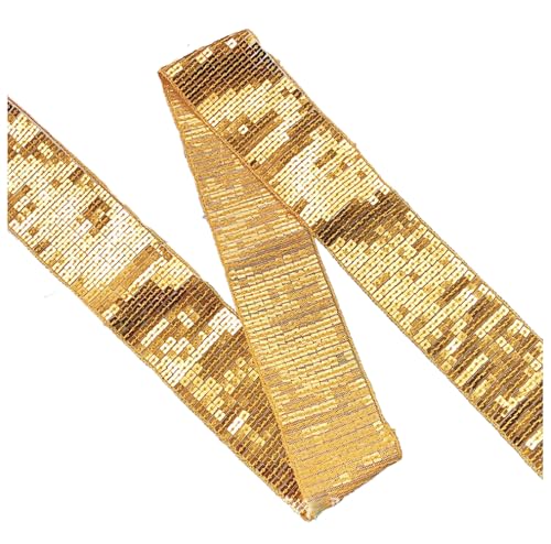 Stoffpailletten 10 Yards x 5mm(11 Reihen) Paillettenband zum Nähen aufnähen Pailletten-Bänder Paillettenverzierung Paillettenbesatz Kleidung Dekoband Bordüre Glitzerband zum AufnähenGolden von Pmnzdy