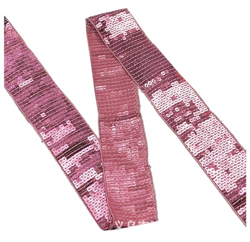 Stoffpailletten 20 Yards x 5mm(11 Reihen) Paillettenband zum Nähen aufnähen Pailletten-Bänder Paillettenverzierung Paillettenbesatz Kleidung Dekoband Bordüre Glitzerband zum AufnähenDunkelrosa von Pmnzdy