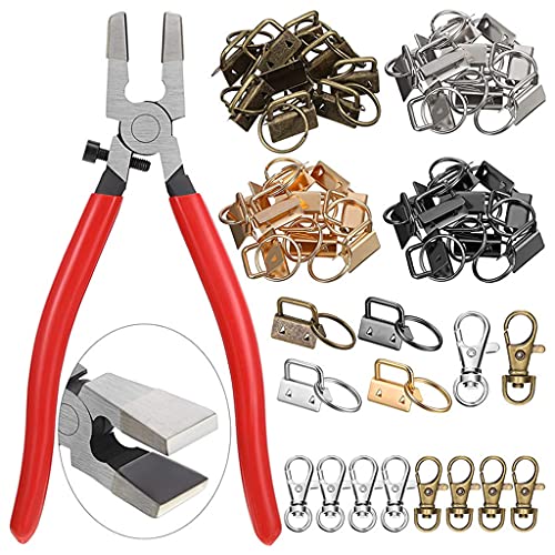1 Set mit 49 Stück 2,4 cm Schlüsselanhänger-Zubehör mit Zange, Werkzeug für Handgelenkbänder und Bastelprojekte, Gurtband-Clips von Pnuokn