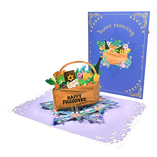 3D Happy Passover Grußkarten-Set, faltbare Einladungskarte für Festival, Neujahr, Feiertage, Party, Nachricht, Passahkarte von Pnuokn