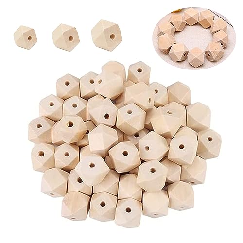 120 Stück Natürliche Geometrische Holzperlen, Achteckige Perlen Holz, Achteckige Holzperlen, Polygon Holzperlen, Geeignet für Die Herstellung von Armbändern, Kunsthandwerk Usw. von PnxdeobXL