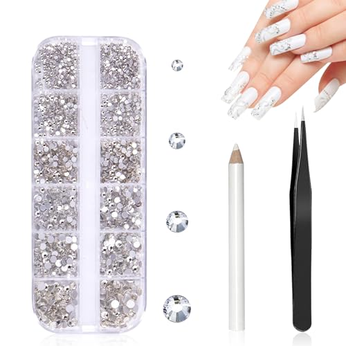 Nail Art Rhinestone Kit Strasssteine Crystal Flat Edelstein für Acryl Kunsthandwerk Nagel Edelsteine Schönheit Dekoration Tools Charms Edelsteine Glitter Juwelen 3d Wachsstift von Pnyxeass