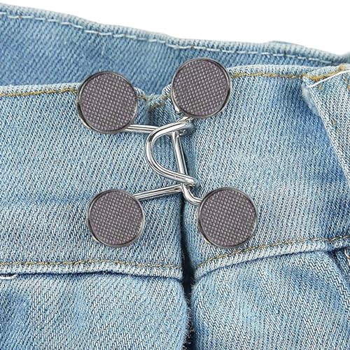 Poartiule Taillen-Knopfspanner, Hosen-Taillenspanner - Keine Näh-Jeans-Knopfnadeln | Verstellbare Hosenknopfnadel aus Legierung, abnehmbarer lockerer Jeans-Spanner, für Ärmel, Hosen, Röcke von Poartiule