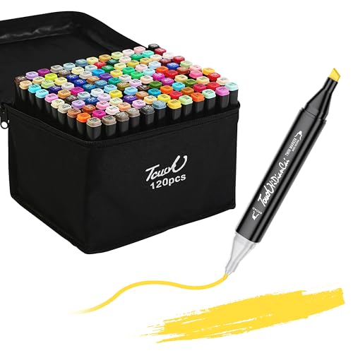 120 Farben Alkohol Kunst Marker Set, Dual Tips Sketch Marker Mit Etui, Malstifte Für Kinder, Erwachsene, Studenten Permanent Marker Zum Skizzieren Färben Zeichnen Illustration Kartenherstellung von Pocaton