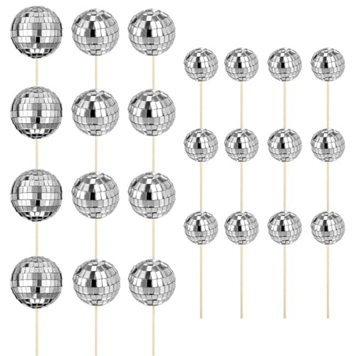 24 Pcs Sparkling Discos Für Dessert Präsentation Stilvoller Kuchen Insert Cupcake Picks Geburtstagdekorationen von Pocoiau