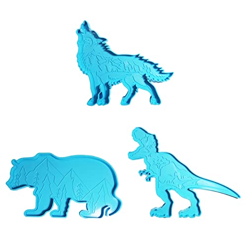 3 Stück Silikon Bär Form Wolf Drachen Form Form Für Epoxidharz Epoxidharz Form Für Untersetzer Machen Home Ornament von Pocoiau