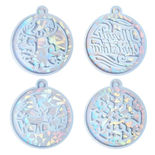 Packung Mit 4 Holografischen Weihnachtsbaum Charm Formen Epoxidharz Hängeanhänger Form Feiertags Ornament Bastelformen von Pocoiau