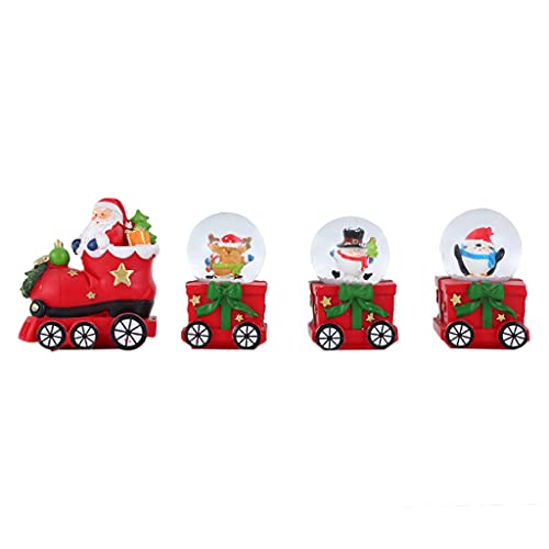 Pocoiau 1 Set Weihnachten Schnee Kristall Zug Ornament Weihnachtsmann Schneemann Elch Schlitten Auto Runde Desktop Dekoration Ornament Geschenke von Pocoiau