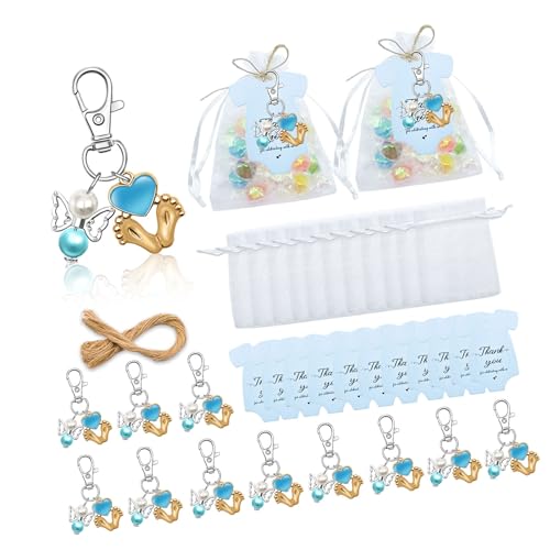 Pocoiau 24 Gesetzte Angelic Baby Little Foot Keyrings Mit Kordelkordel Organzas Taschen Und Dankkarten Für Einzigartiges Duschpartygeschenk von Pocoiau